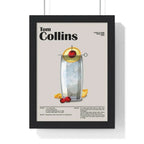 Tom Collins Cocktail Poster – Classic Drink Wall Art – Bar Decor Print A3 Framed