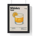 Whiskey Sour Cocktail Poster – Classic Whiskey Wall Art – Framed or Unframed A3 Framed