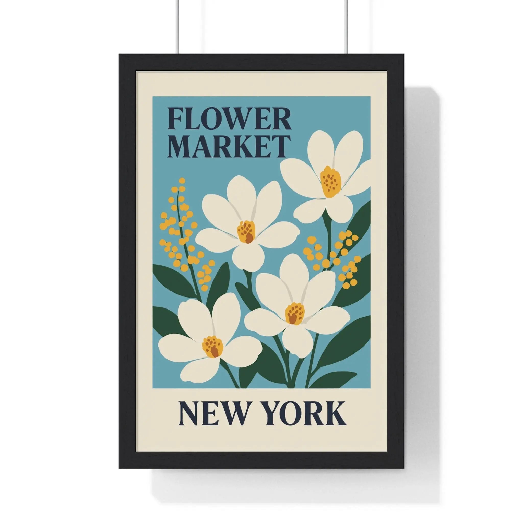 Flower Market New York Poster | Vintage Botanical Wall Art A3 Framed