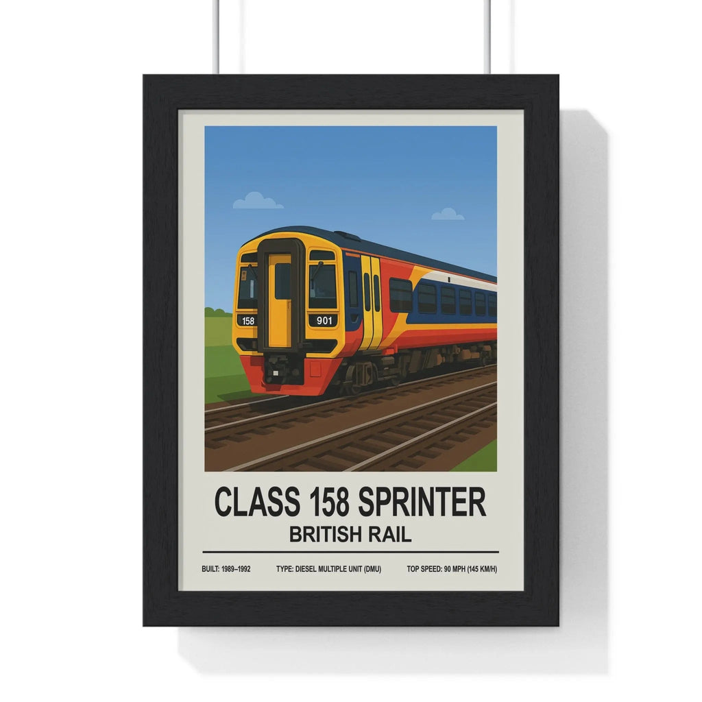 Class 158 Sprinter Poster | British Rail Diesel Multiple Unit Wall Art A3 Framed