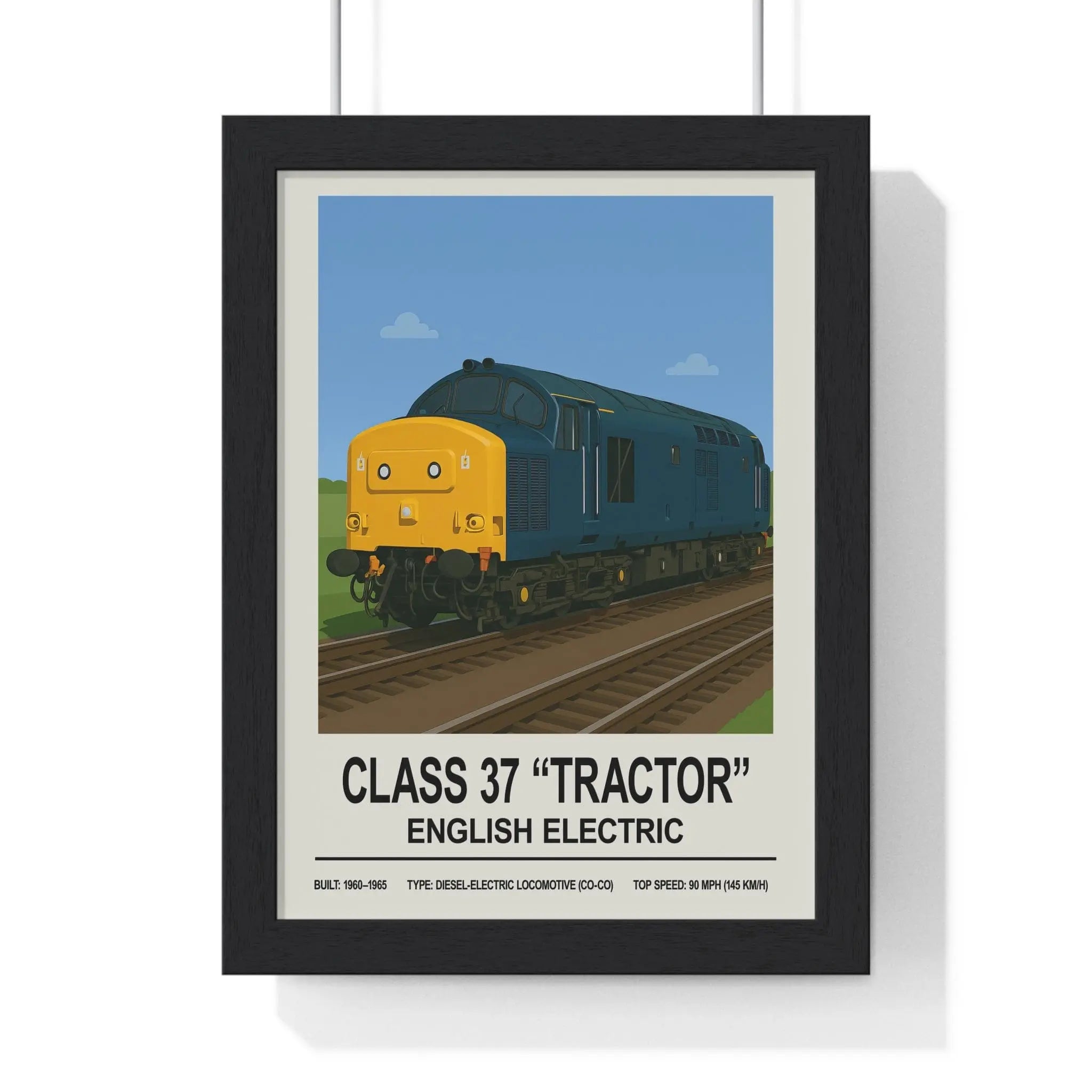 Class 37 “Tractor” English Electric Poster | Diesel Locomotive Wall Art A3 Framed
