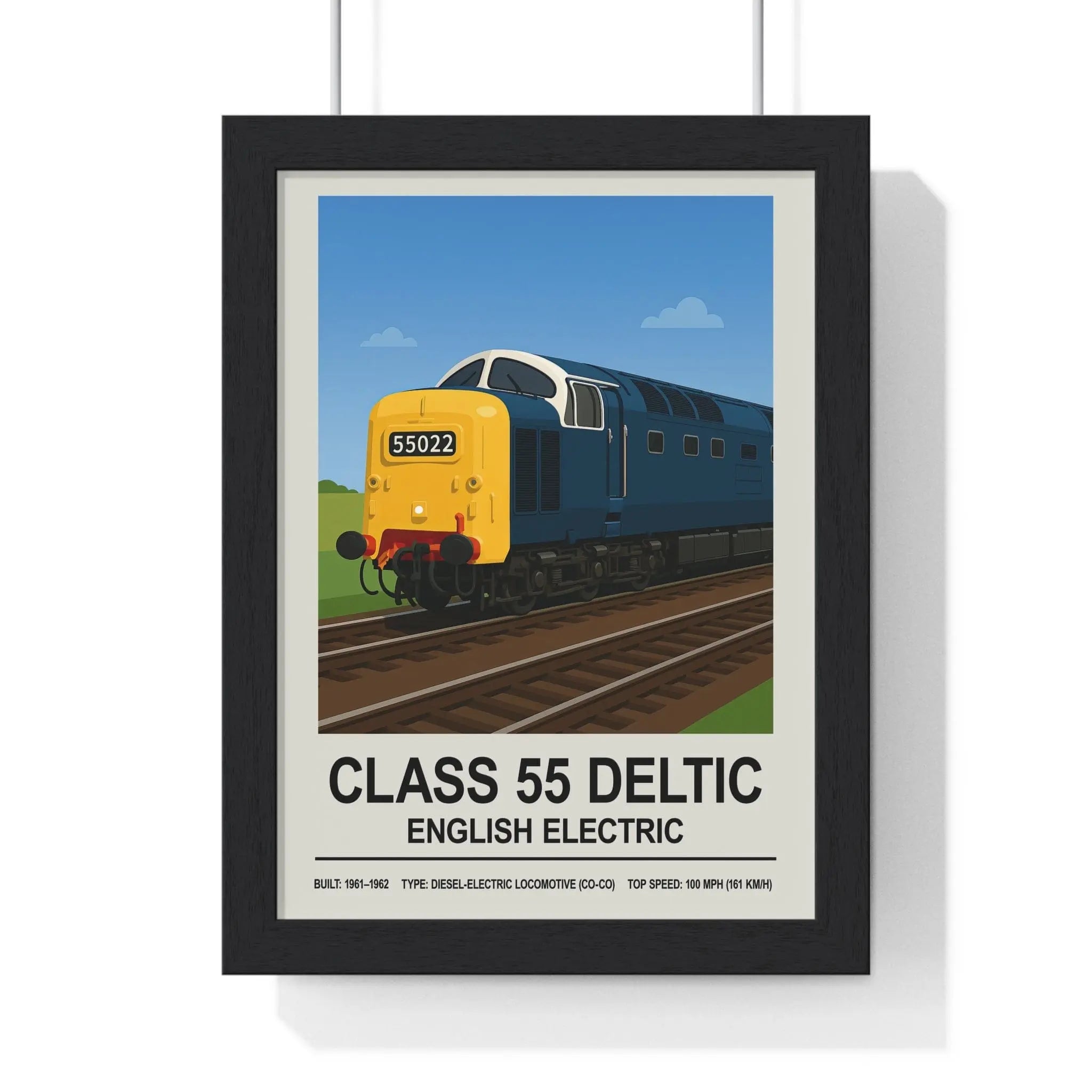 Class 55 Deltic Poster | English Electric Diesel Locomotive Wall Art A3 Framed