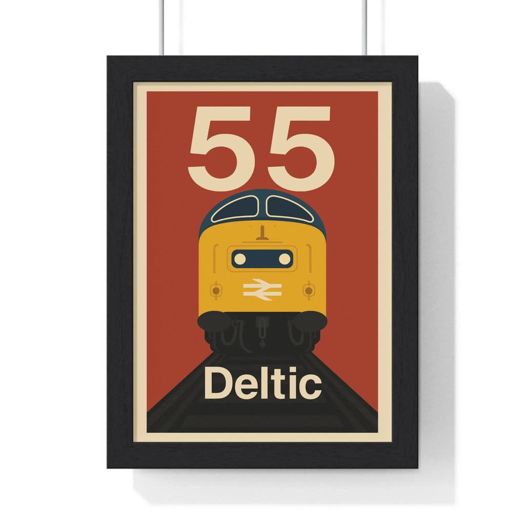 Class 55 Deltic Poster – Retro British Rail Train Print, Railway Wall Art A3 Framed