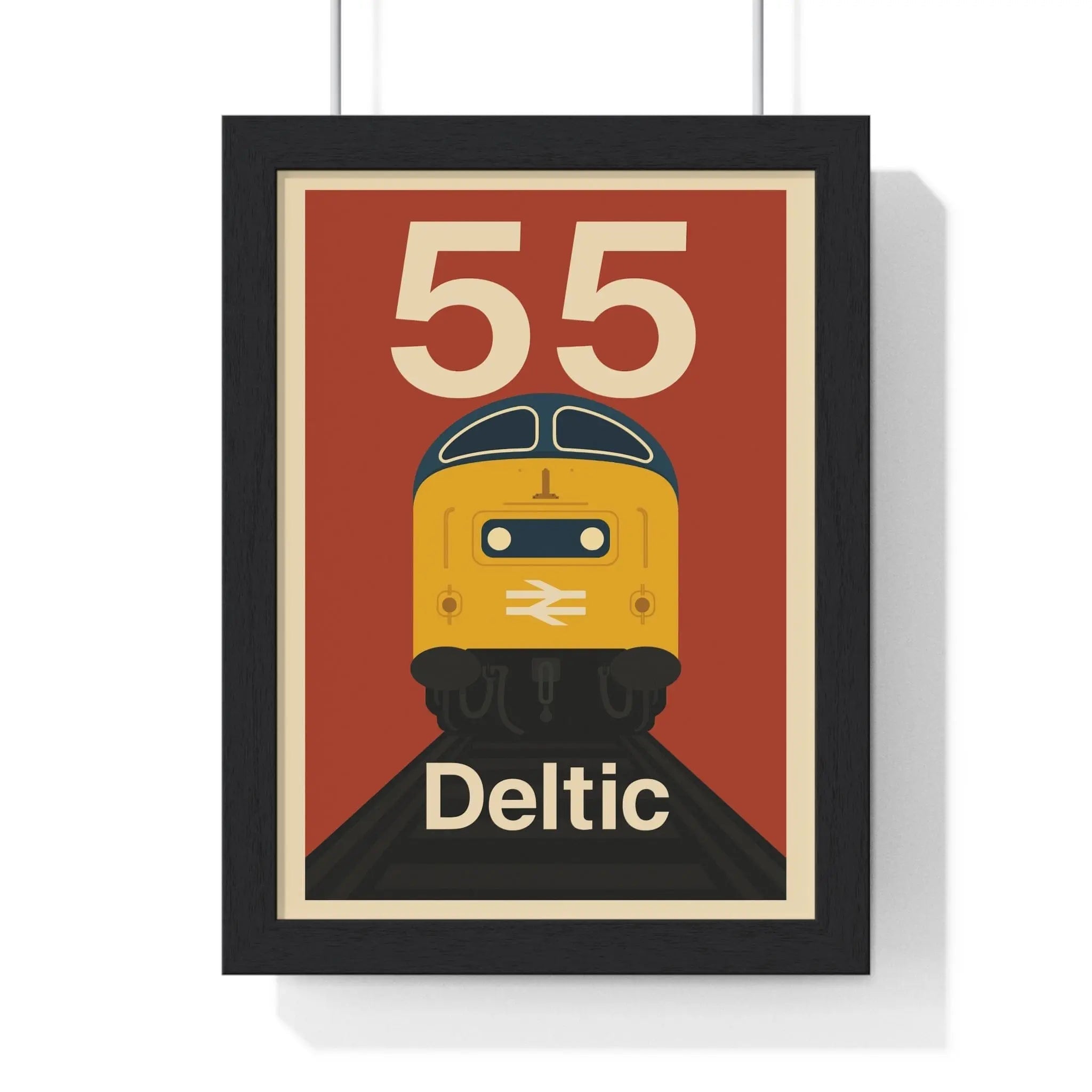 Class 55 Deltic Poster – Retro British Rail Train Print, Railway Wall Art A3 Framed