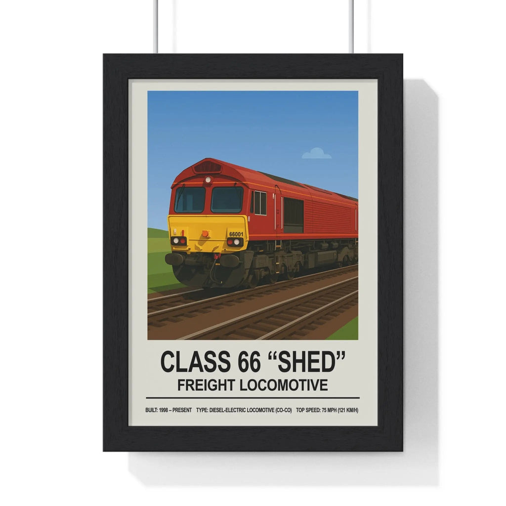 Class 66 Poster | “Shed” Freight Locomotive Diesel Train Wall Art A3 Framed