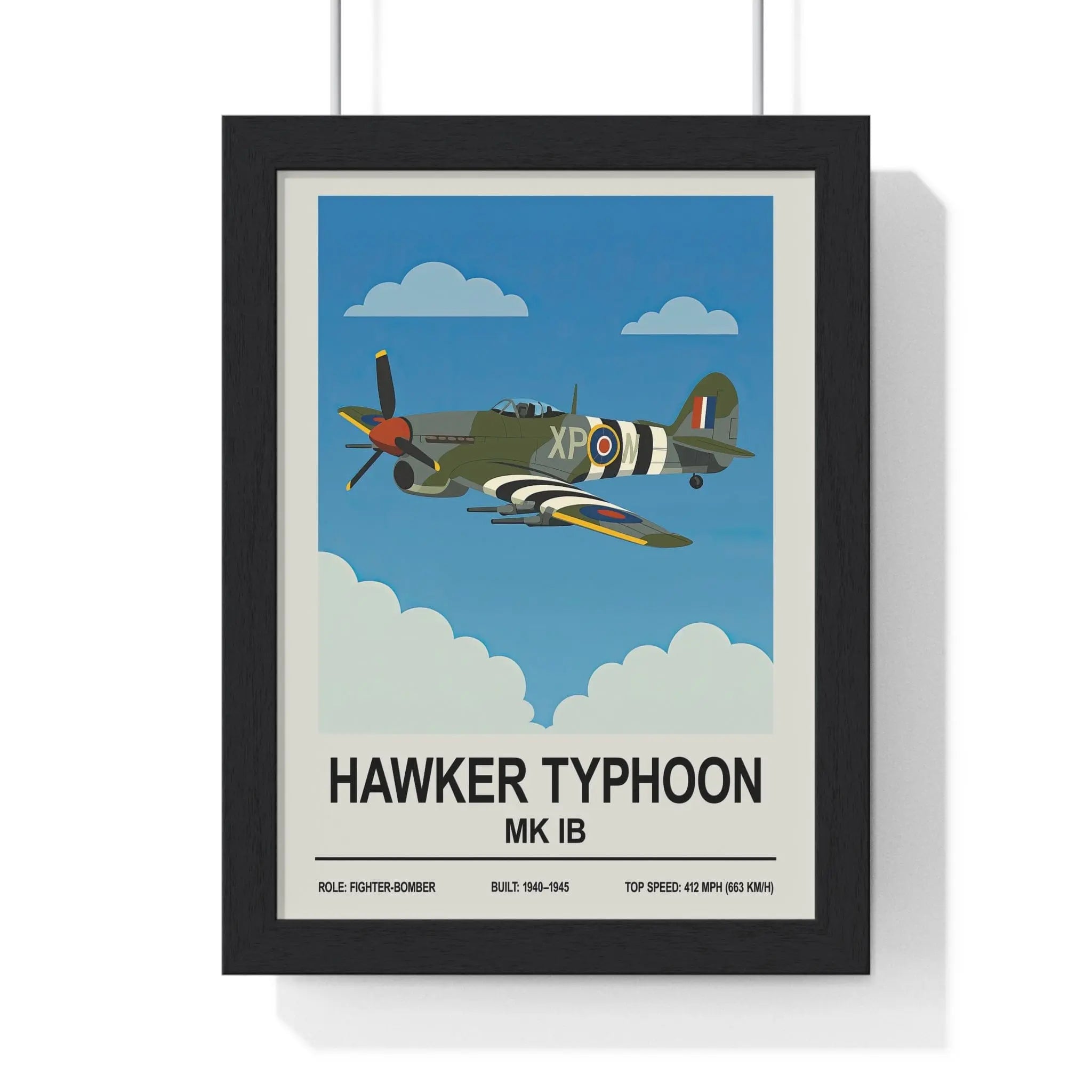Hawker Typhoon Poster | WWII Fighter-Bomber Plane Print A3 Framed