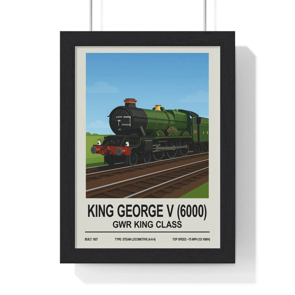 King George V GWR King Class Poster | Steam Locomotive Railway Wall Art A3 Framed