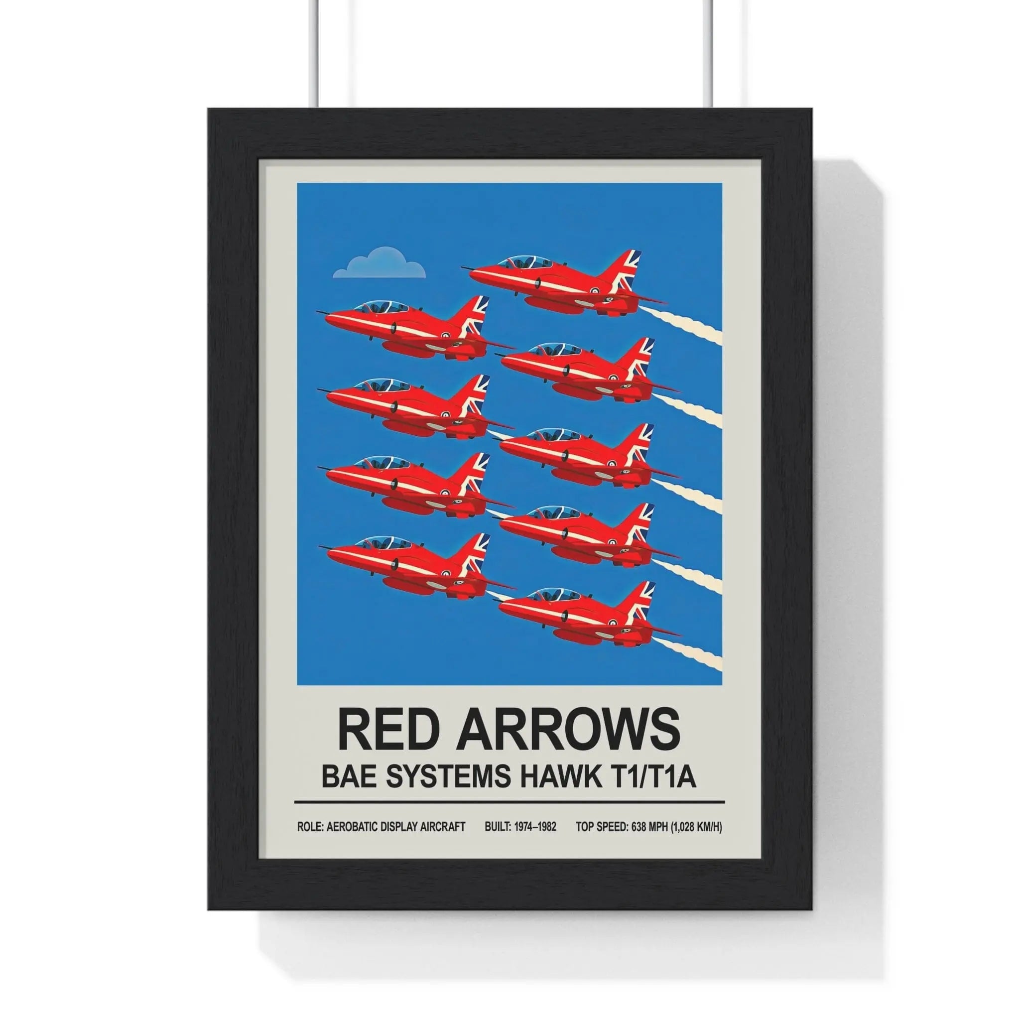 Red Arrows Poster | RAF Aerobatic Display Hawk Jet Print A3 Framed