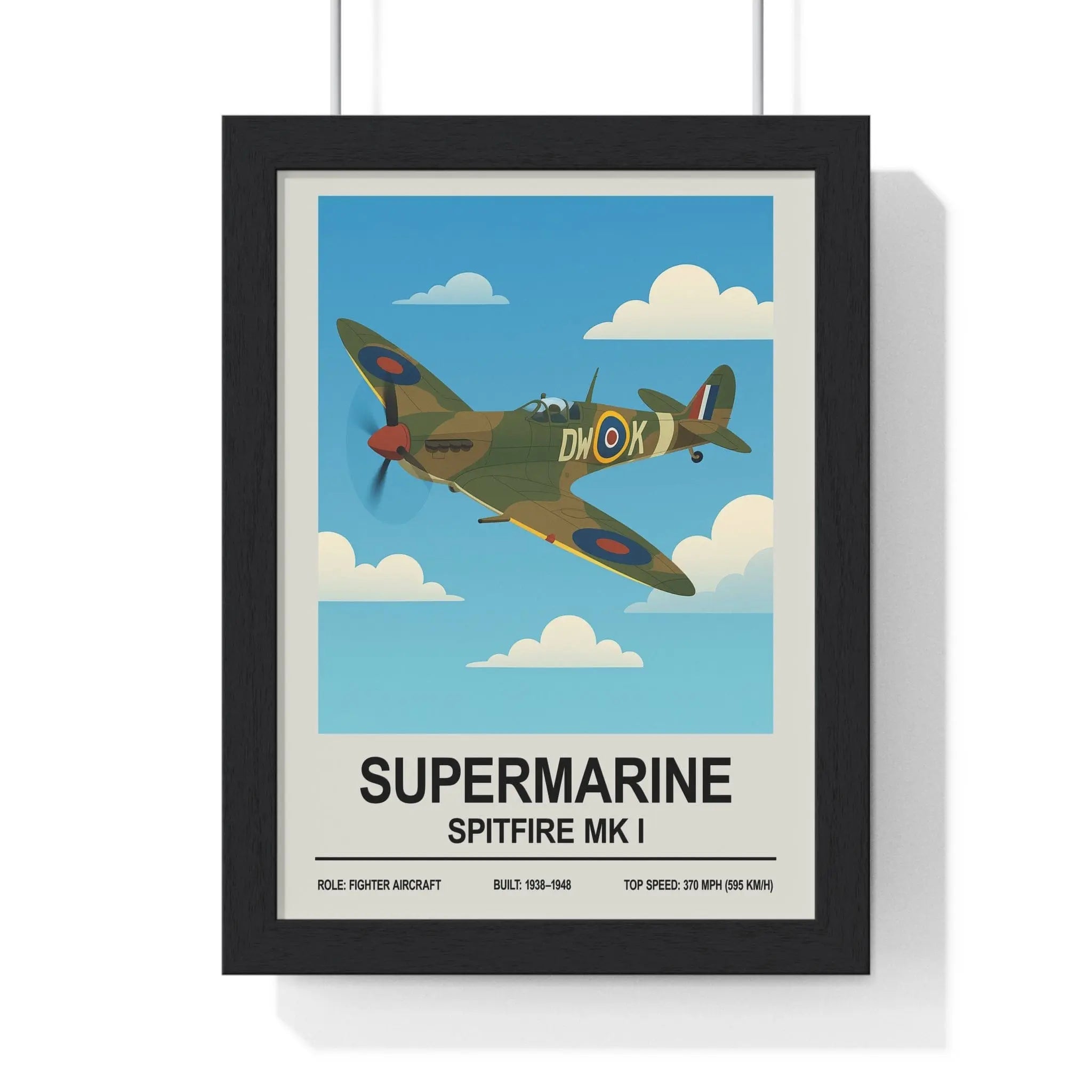 Spitfire Poster | Supermarine Spitfire Mk I Aviation Wall Art A3 Framed