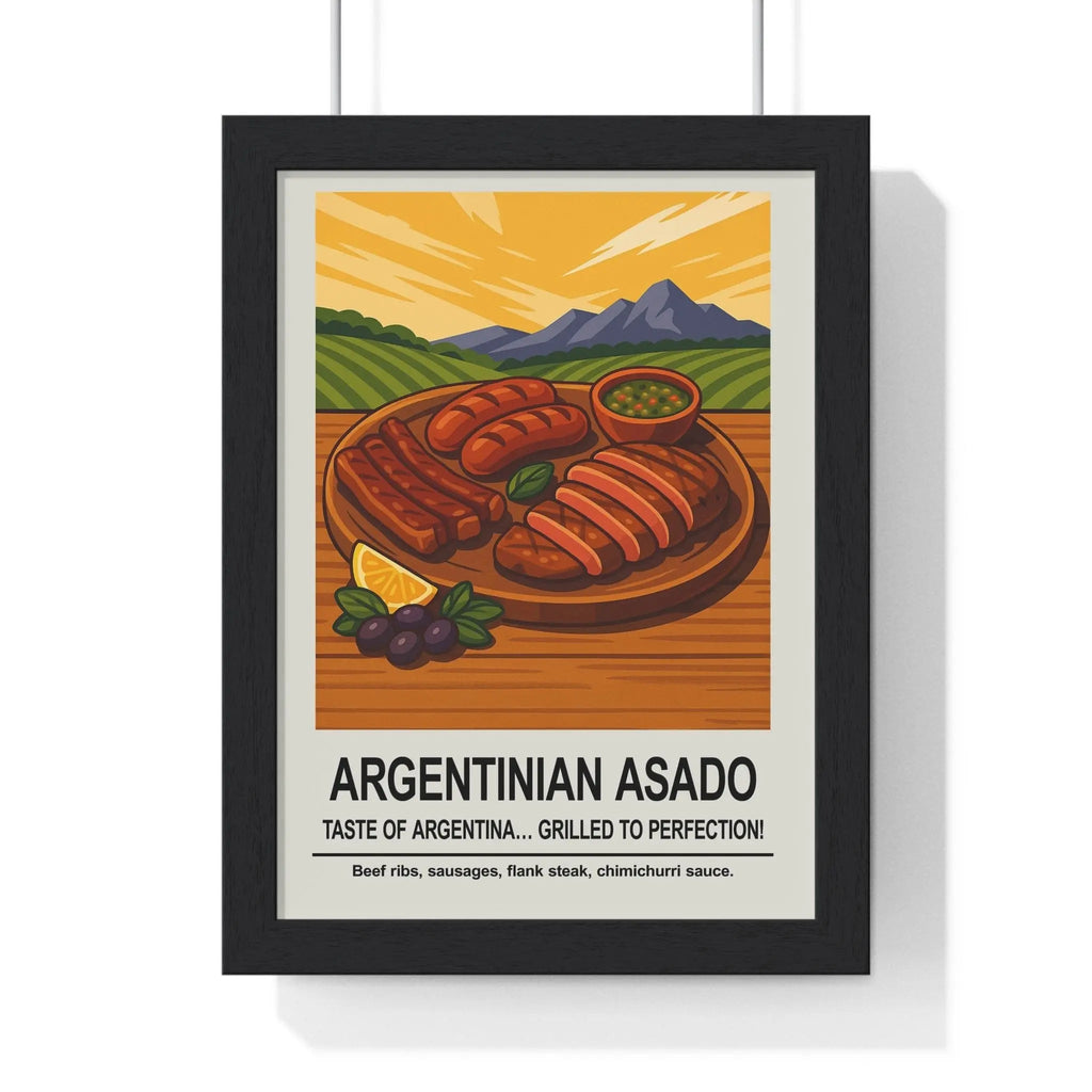 Argentinian Asado Poster | Kitchen Wall Art | BBQ Food Print A3 Framed