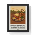 Bratwurst & Sauerkraut Kitchen Wall Art – German Food Poster Print A3 Framed