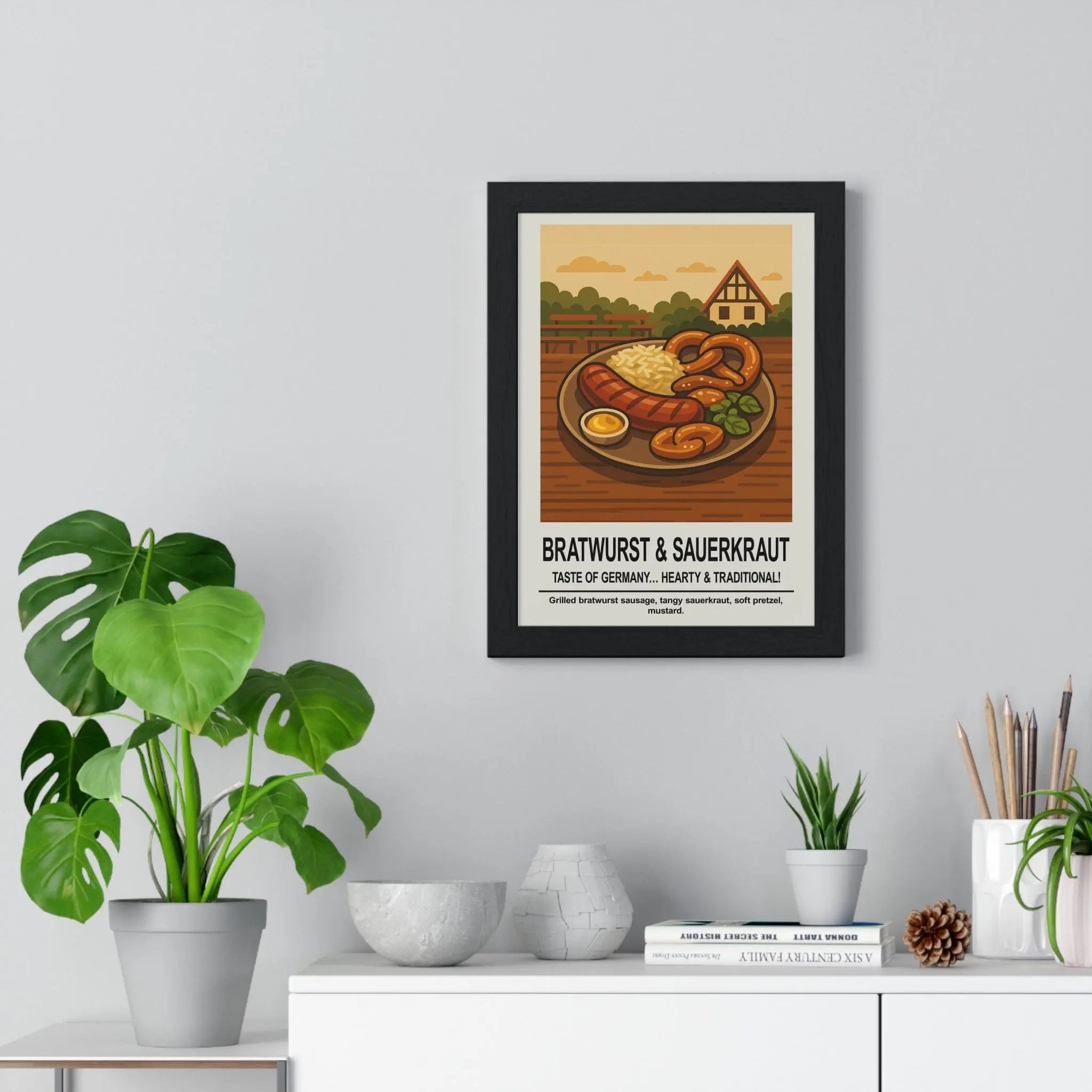 Bratwurst & Sauerkraut Kitchen Wall Art – German Food Poster Print
