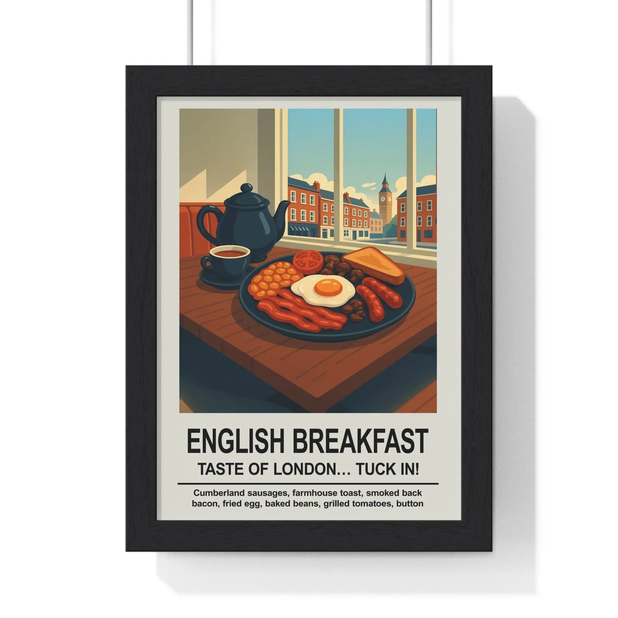 English Breakfast Wall Art – London Kitchen & Dining Room Print A3 Framed