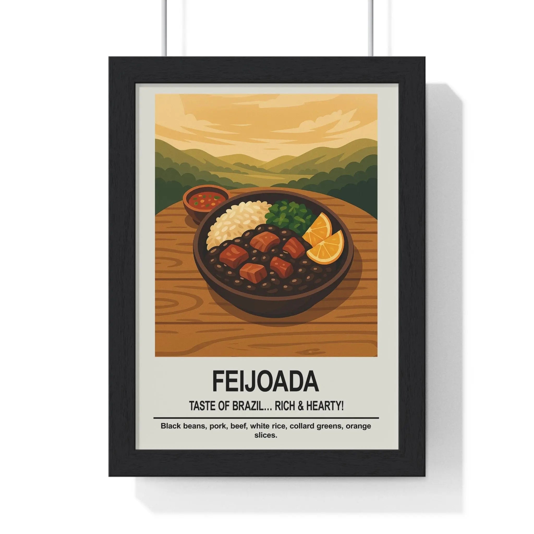 Feijoada Kitchen Wall Art – Brazilian Food Poster Print A3 Framed
