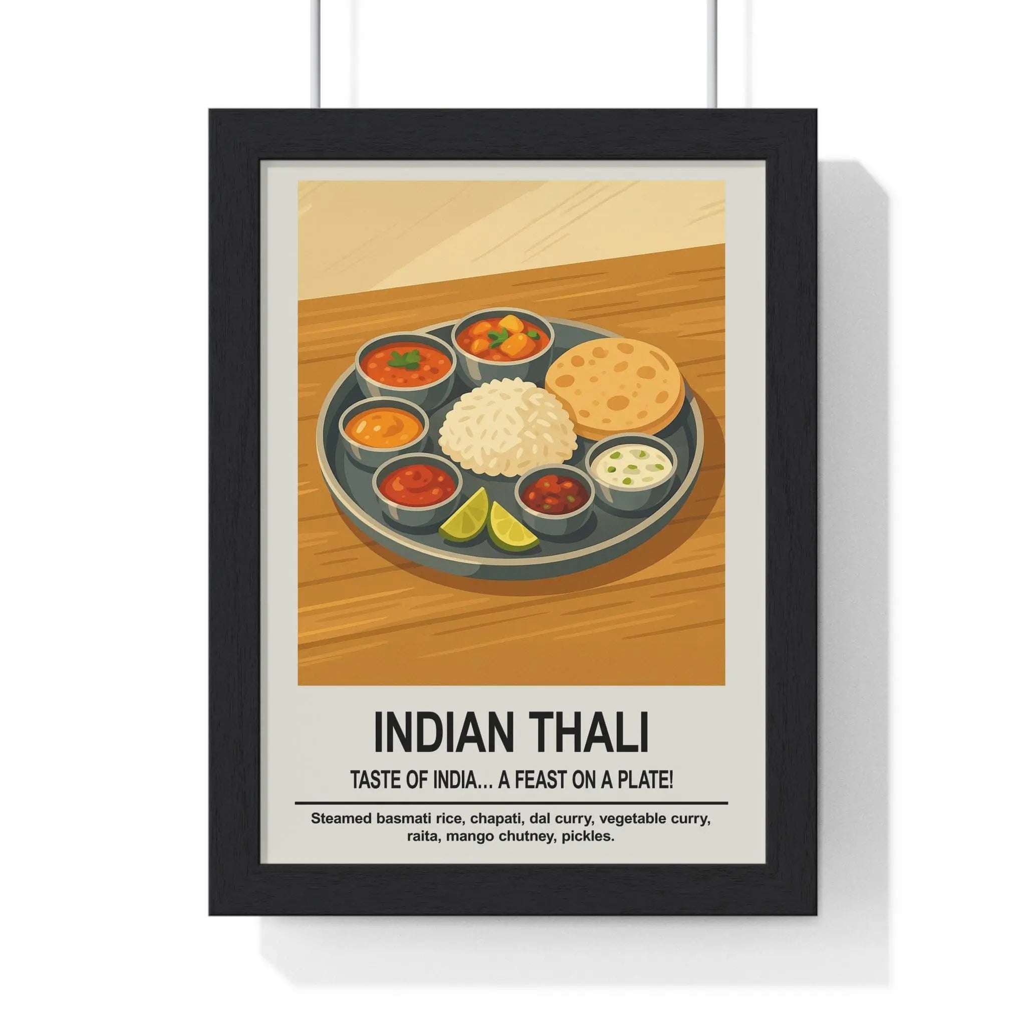 Indian Thali Wall Art – Indian Kitchen & Dining Room Décor Print A3 Framed