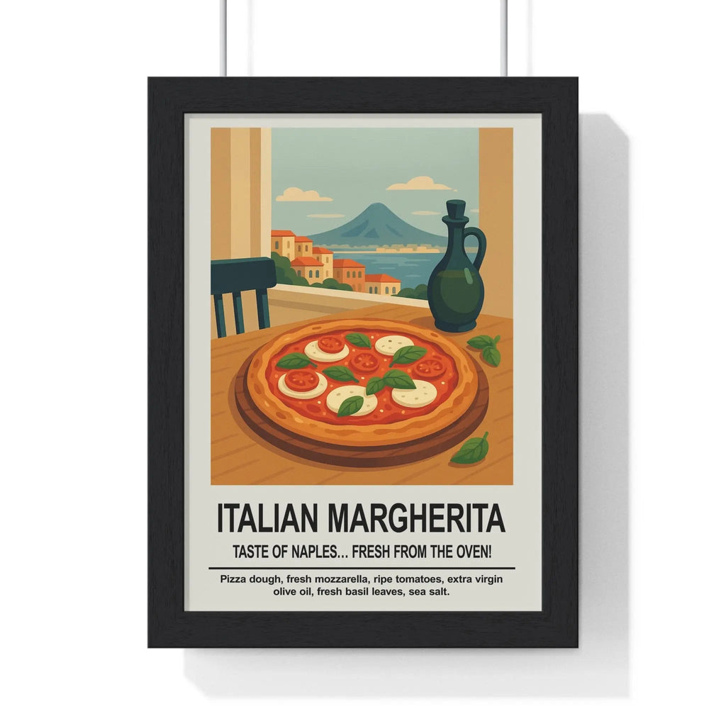 Italian Margherita Pizza Wall Art – Italian Kitchen Décor Print A3 Framed
