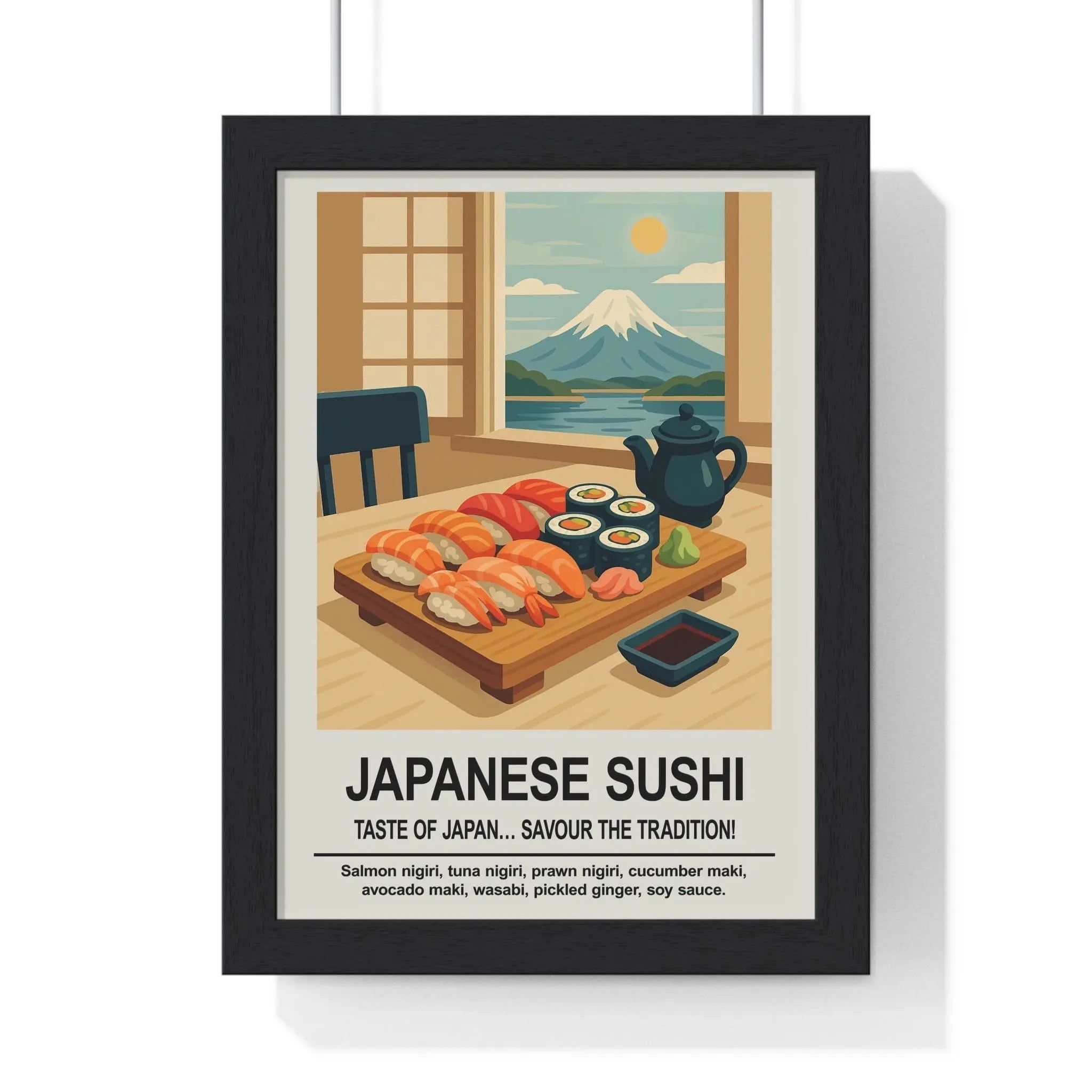 Japanese Sushi Kitchen Wall Art – Japanese Food Poster Print A3 Framed