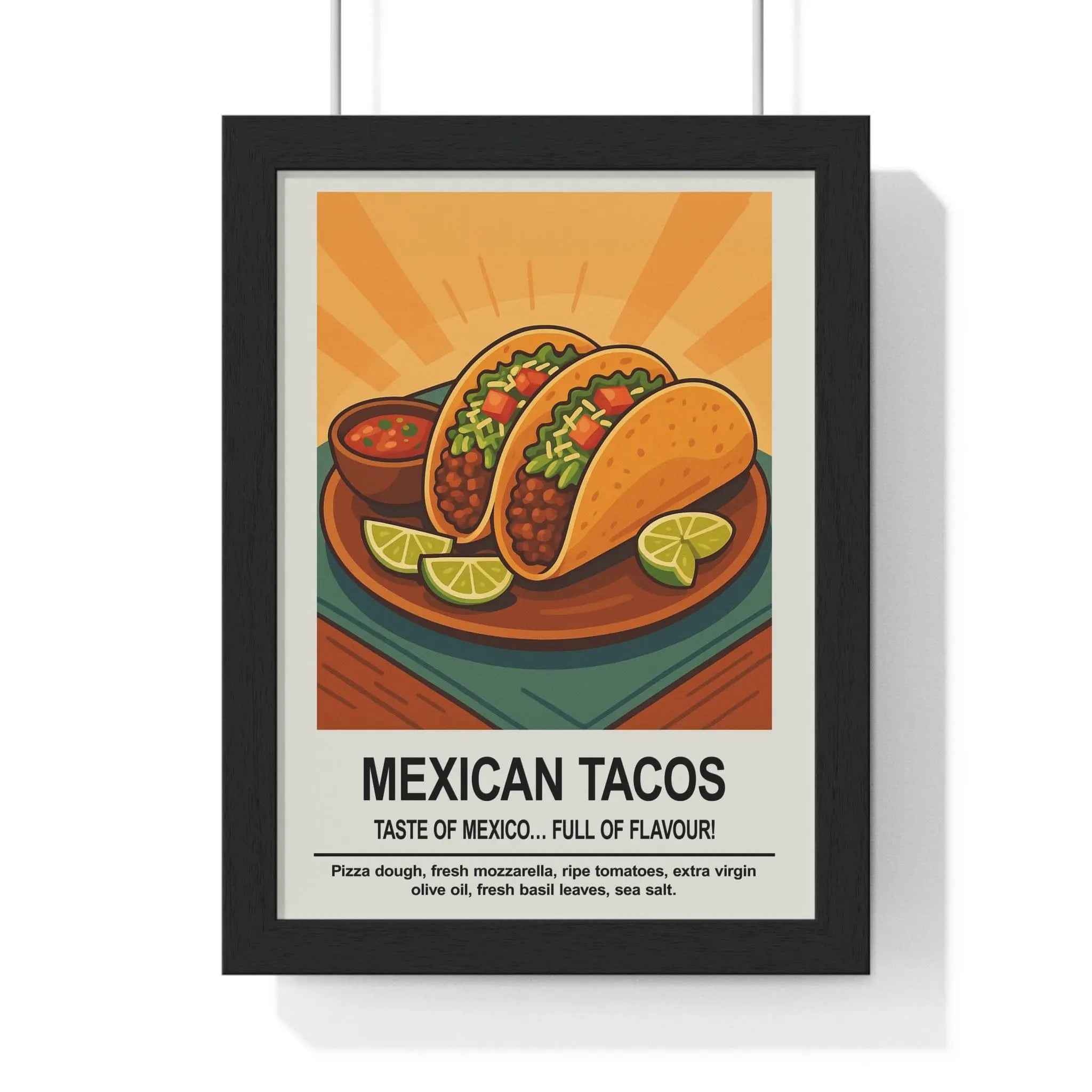 Mexican Tacos Kitchen Wall Art – Mexican Food Poster Print A3 Framed
