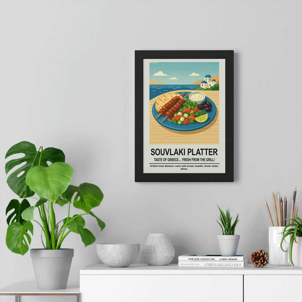 Souvlaki Platter Wall Art – Greek Kitchen & Dining Room Décor Print