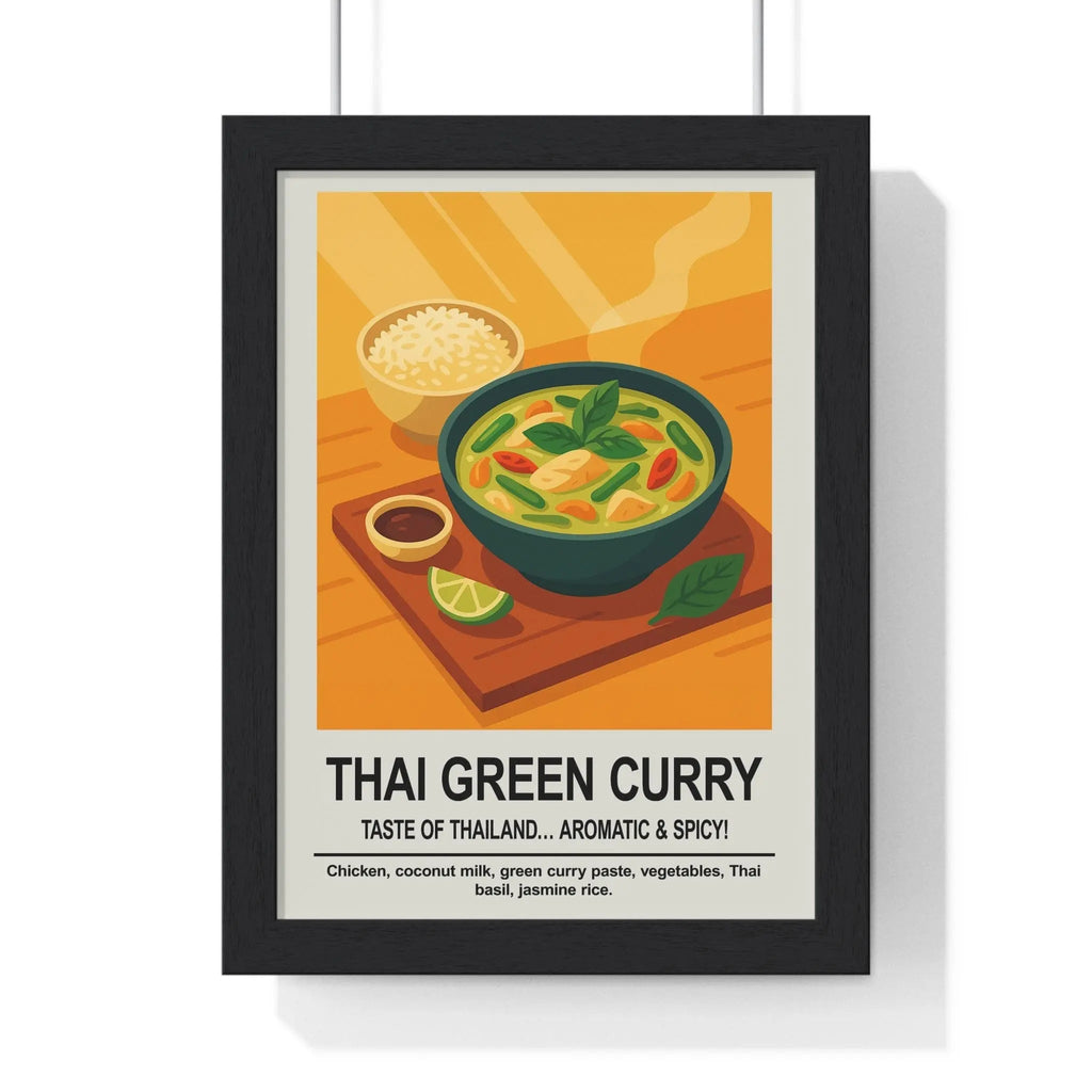 Thai Green Curry Kitchen Wall Art – Thai Food Poster Print A3 Framed