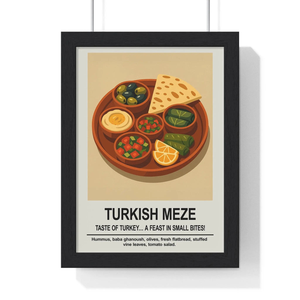 Turkish Meze Kitchen Wall Art – World Food Poster Print A3 Framed