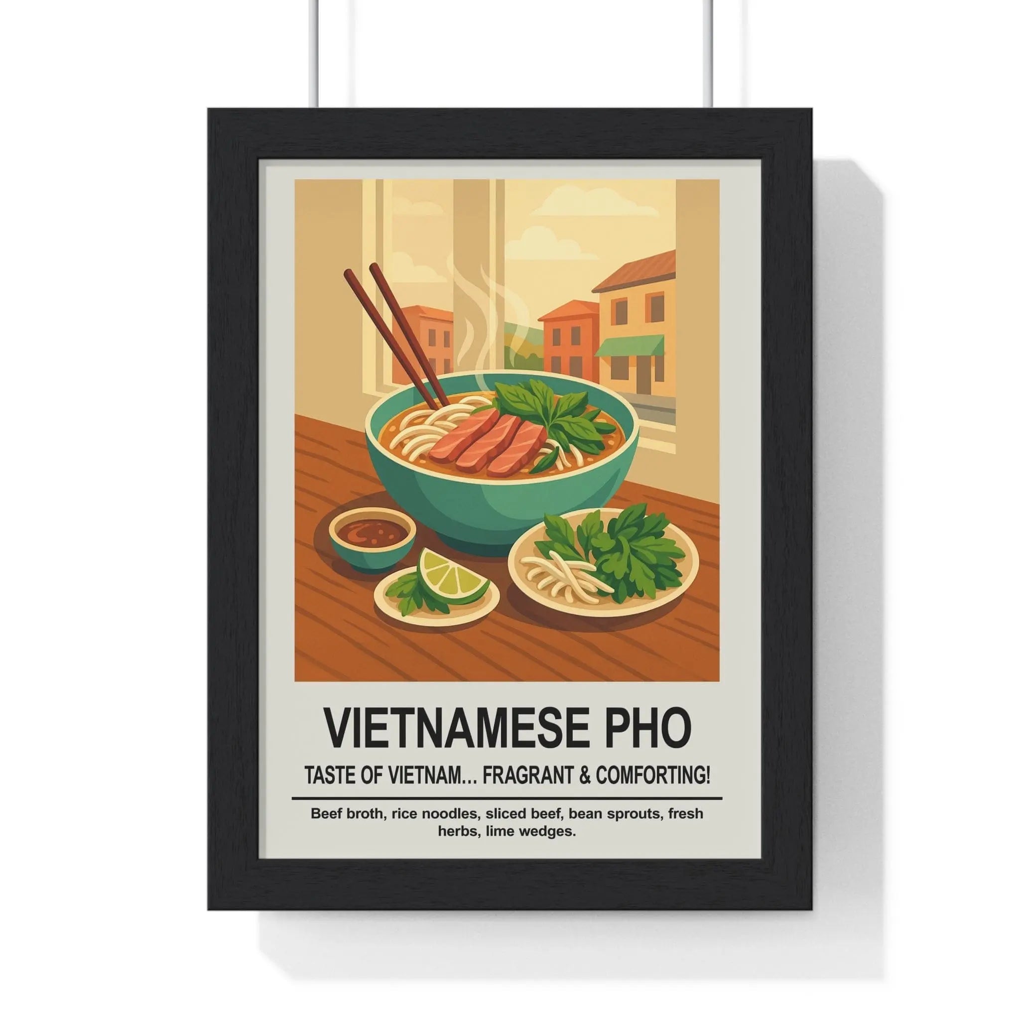 Vietnamese Pho Poster | Kitchen Wall Art | Asian Food Print A3 Framed