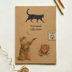 100% Recycled Paper Notebook with Illustrated Cover 'Purrsonal reflections' Cats Notebook & Journal