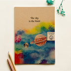 100% Recycled Paper Notebook with Illustrated Cover 'The sky is the limit' Galaxy & Planets Notebook