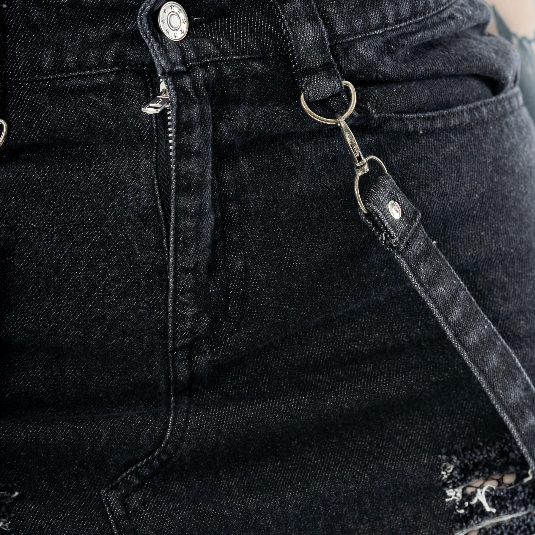 Vixxsin Runa Distressed Denim Maxi Skirt – Black Stonewash