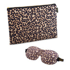 Contoured Sleep Mask & Accessories Bag Set - Various Prints Leopard