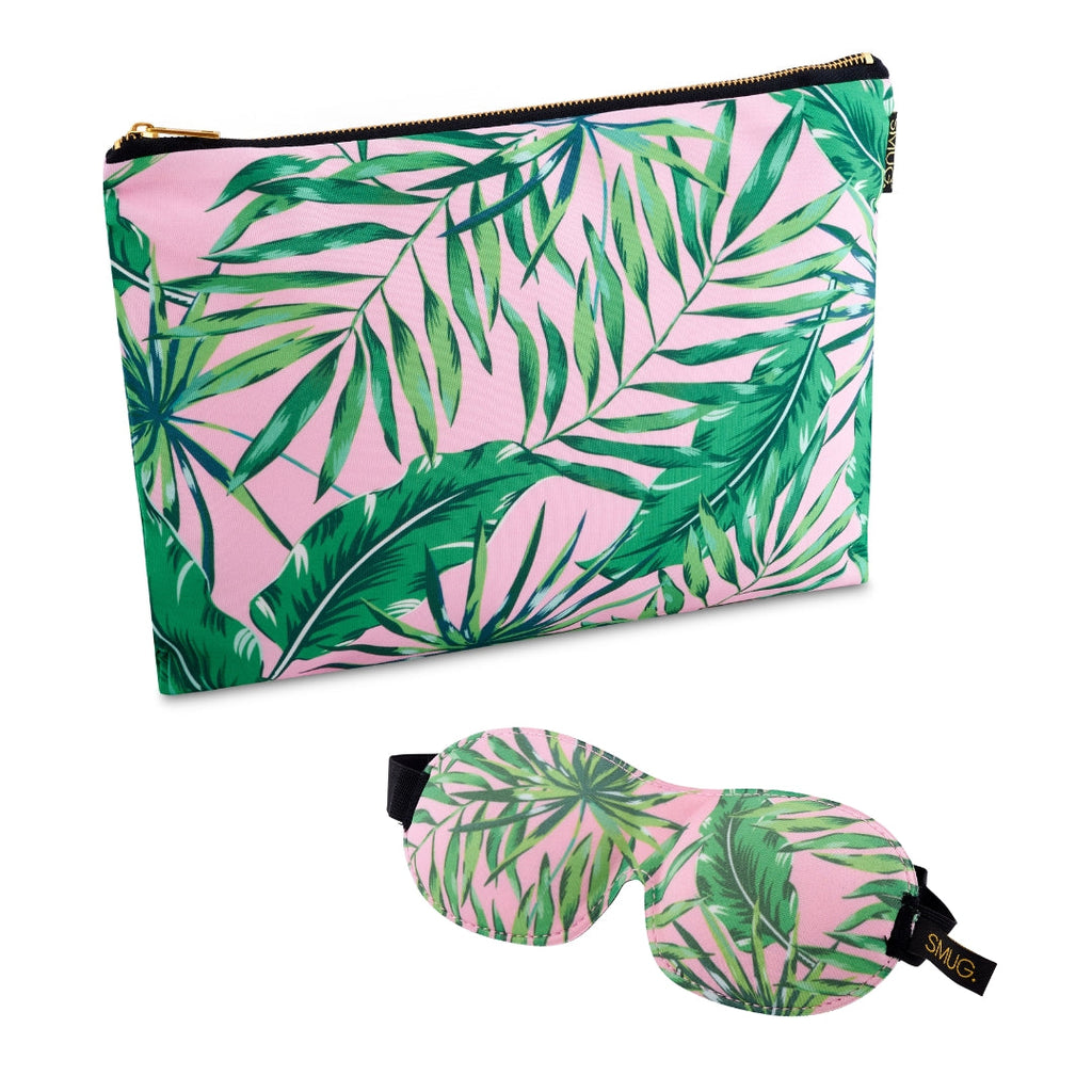 Contoured Sleep Mask & Accessories Bag Set - Various Prints Palm