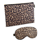 Satin Sleep Mask & Accessories Bag Set - Various Prints Leopard