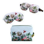 Contoured & Satin Sleep Mask Double Pack & Wash Bag Set- Various Prints Jungle