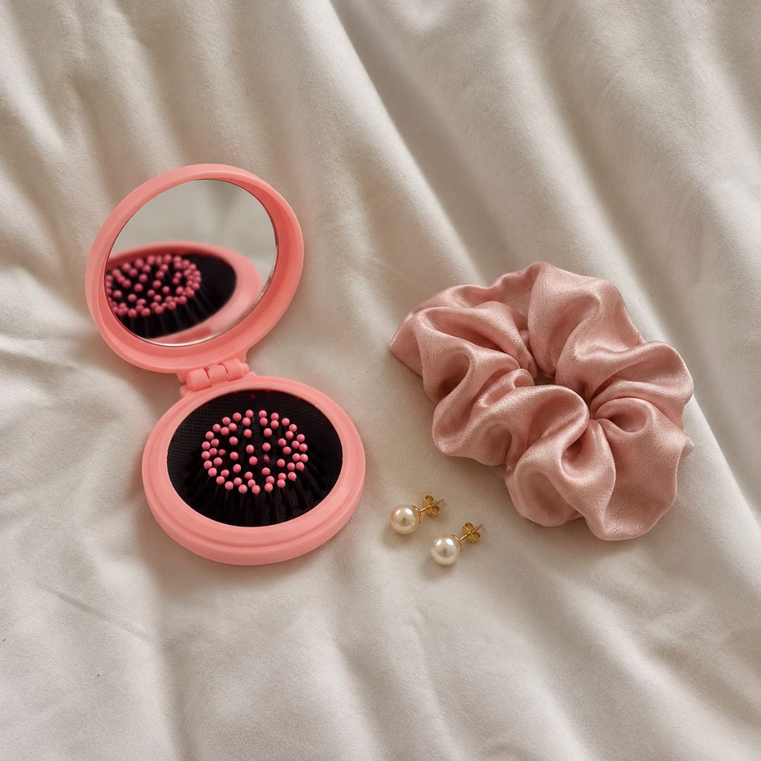 Compact Hair Brush & Mirror