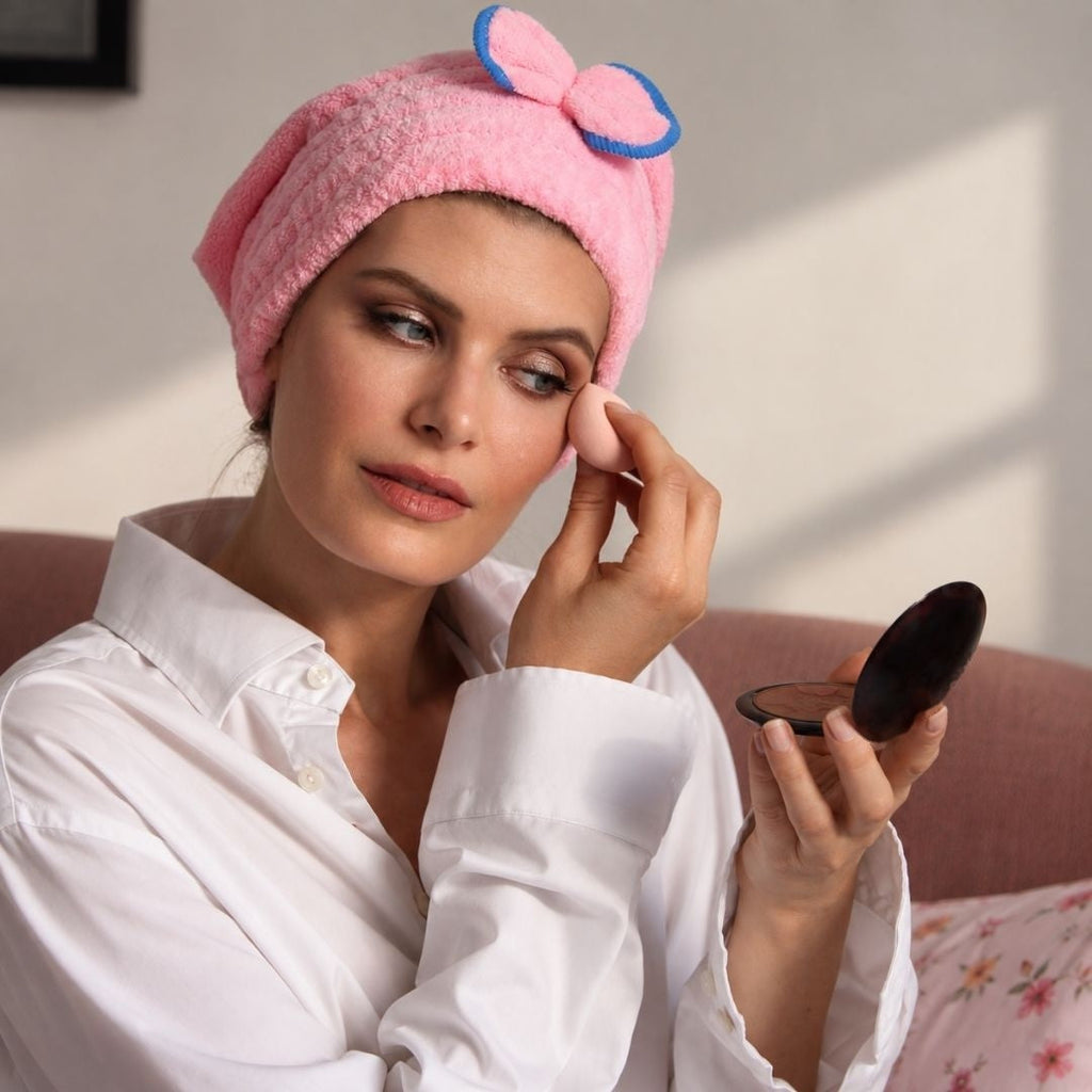 Microfibre Hair Towel Cap, Pale Pink