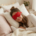 Novelty Plush Sleep Mask - Red Hearts