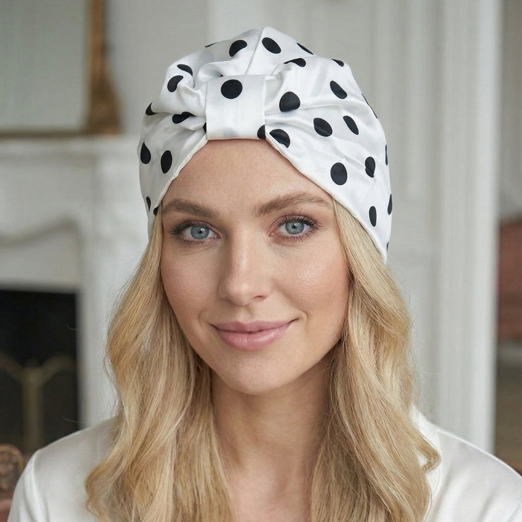 Satin Sleep Turban, Pin-Up Polka Dot
