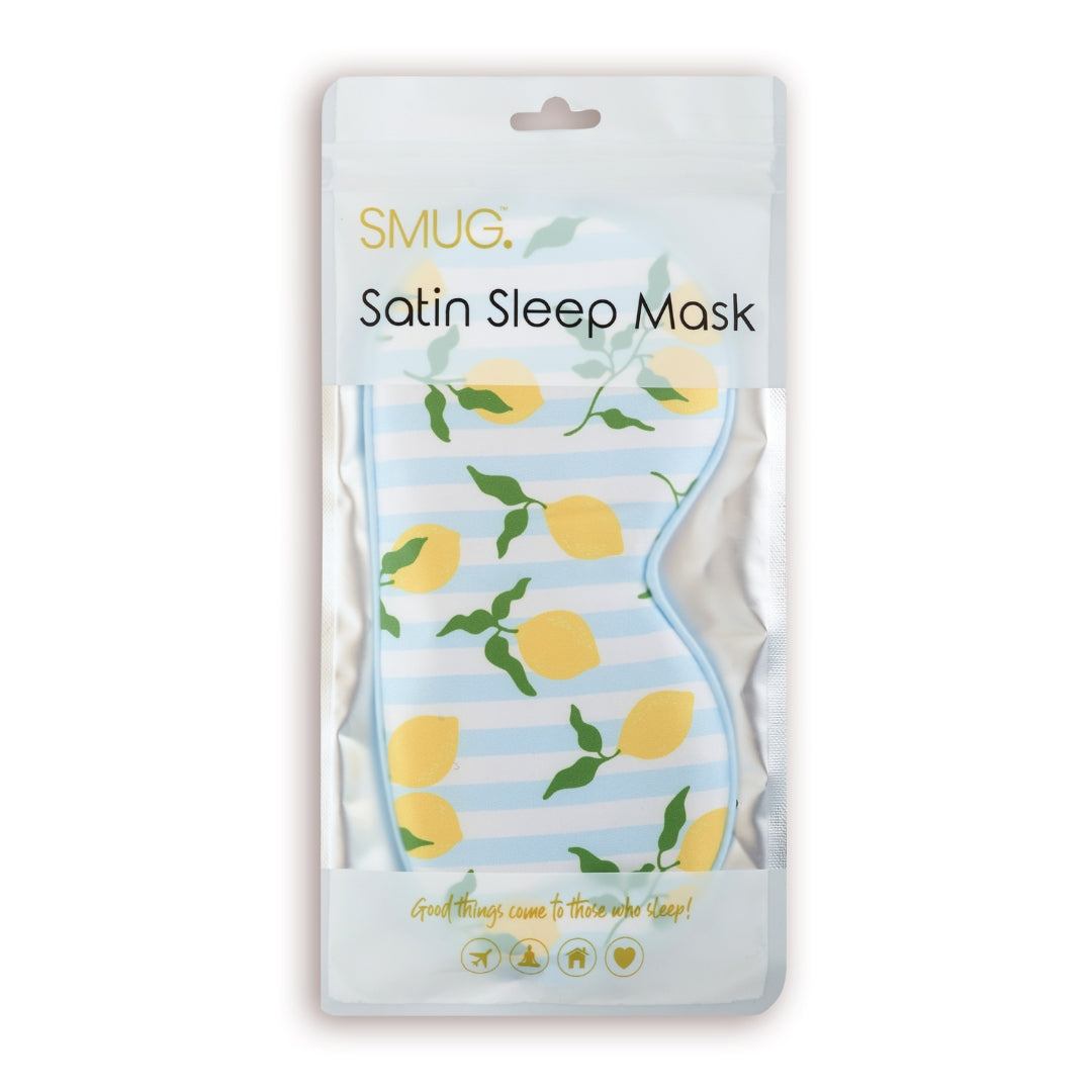 Satin Sleep Mask - Lemon Stripe Print