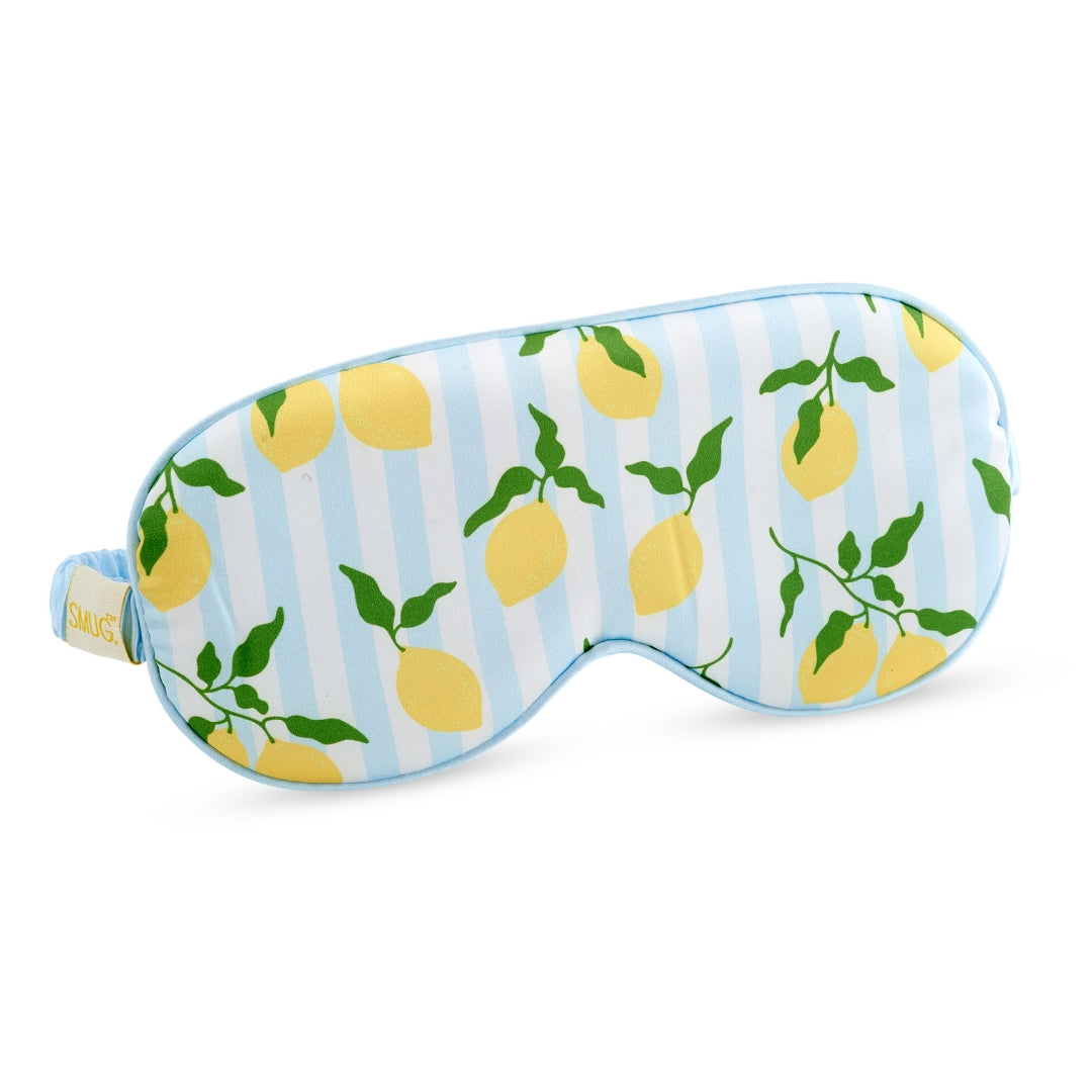 Satin Sleep Mask - Lemon Stripe Print