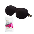 Contoured 3D Blackout Sleep Mask - Black Sleep Mask & Pink Earplugs