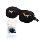 Contoured 3D Blackout Sleep Mask - Wink Print, Black Sleep Mask & Black Earplugs