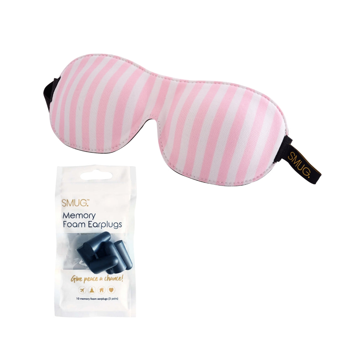 Contoured 3D Blackout Sleep Mask - Candy Shop Print Sleep Mask & Black Earplugs