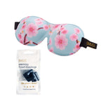 Contoured 3D Blackout Sleep Mask - Cherry Blossom Print Sleep Mask & Black Earplugs