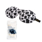 Contoured 3D Blackout Sleep Mask - Cow Print Sleep Mask & Black Earplugs