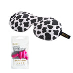 Contoured 3D Blackout Sleep Mask - Cow Print Sleep Mask & Pink Earplugs