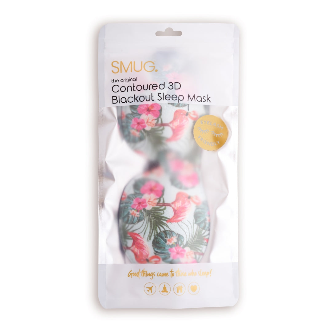 Contoured 3D Blackout Sleep Mask - Flamingo Print