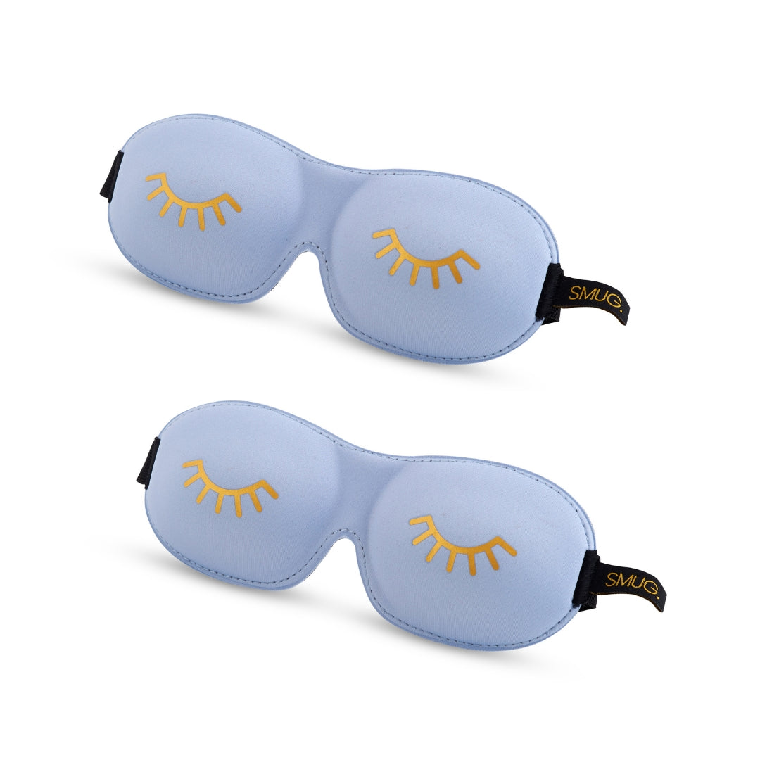 Contoured Sleep Mask Twin Pack Sets - Various Designs Wink Baby Blue