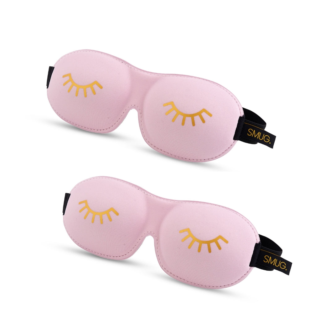 Contoured Sleep Mask Twin Pack Sets - Various Designs Wink Baby Pink
