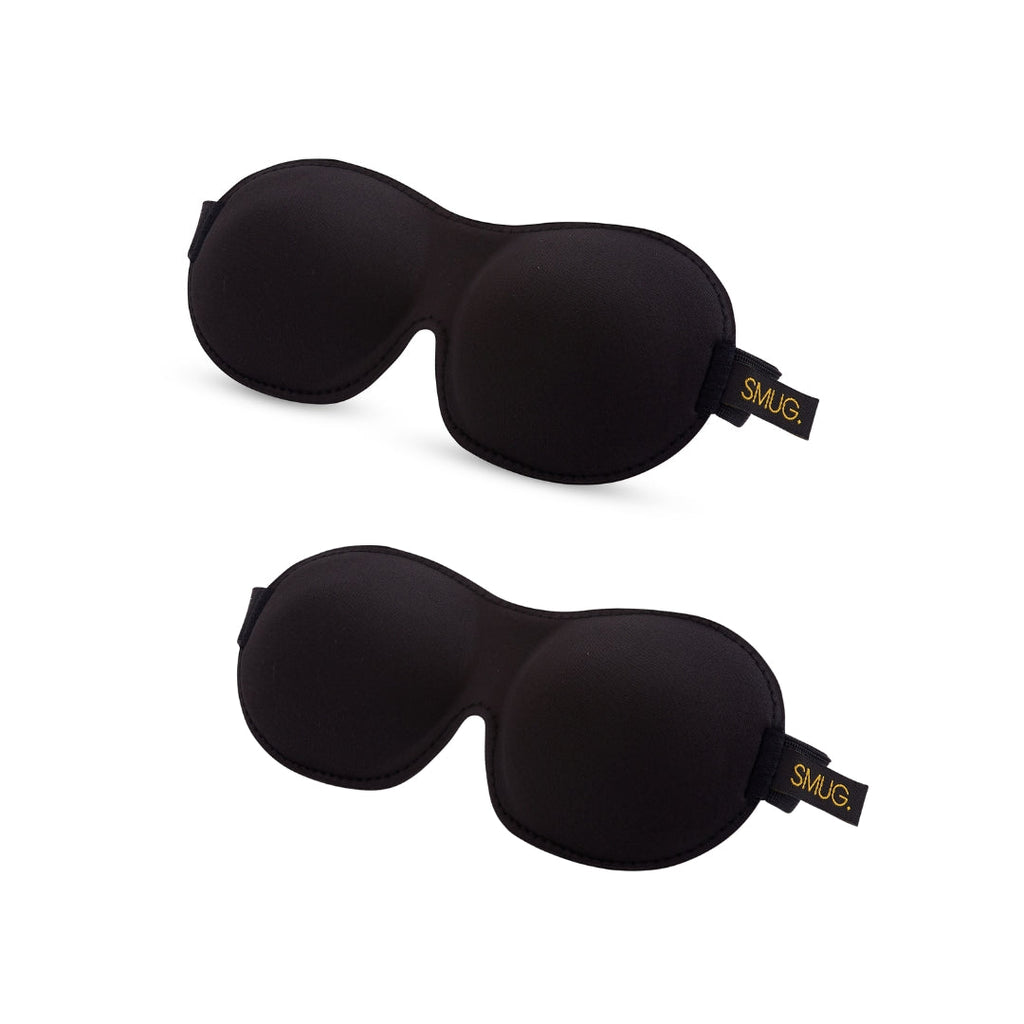 Contoured Sleep Mask Twin Pack Sets - Various Designs Black