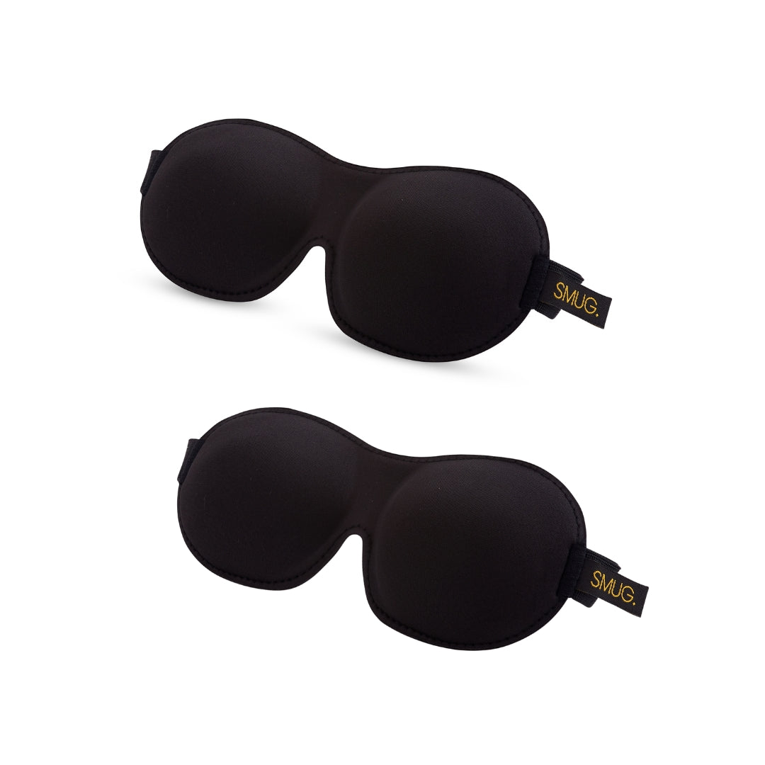 Contoured Sleep Mask Twin Pack Sets - Various Designs Black